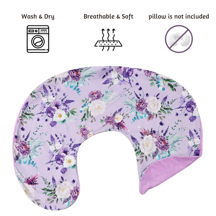 Nursing Pillow Cover 1 Pack, Removable Nursing Pillow Cover for Breastfeeding Pillows, Super Soft Comfortable Slipcover for Boy and Girls, Purple Floral