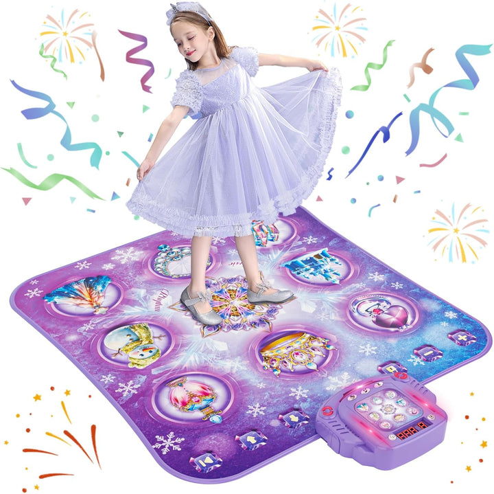 Dance Mat for 3-12 Year Old Girls, Frozen Toys Electronic Dance Pad with 8 Button & Wireless Bluetooth, Music Game Birthday for Kids Ages 3 4 5 6 7 8 9 10+