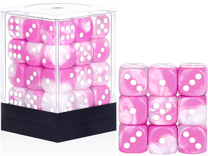 36 Pieces 12Mm 6 Sided Mini Dice Set,Pearl Pattern D6 Game Dice Set,6 Sided Standard Game Dice for Board Games Dice Games Classroom Teaching Dices Game, with Portable Gaming Box(Black)