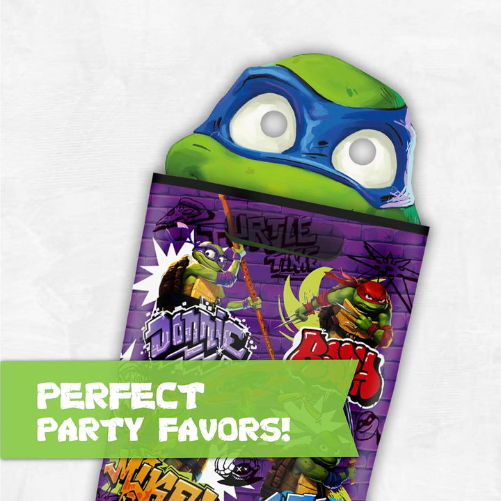 Ninja Turtle Birthday Party Supplies - Party Masks (Pack of 16) and Sticker