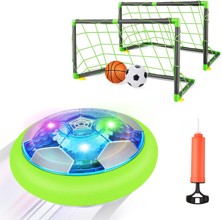 Boy Toys Hover Soccer Ball with 2 Goals, Indoor Soccer Gifts for Boys, LED Soccer Ball with Foam Bumper Inflatable Soccer Toys for 3 4 5 6 7 8 9 10+ Years Old Girls Boys