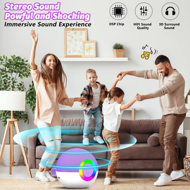 Mini Karaoke Machine Speaker for Kids Adults, Portable Bluetooth Microphone Song Toys with LED Light, Best Chritmas Birthday Festival Gift for 3 4 5 6 7 8+ Year Old Girls Boys (Purple-2Mic)
