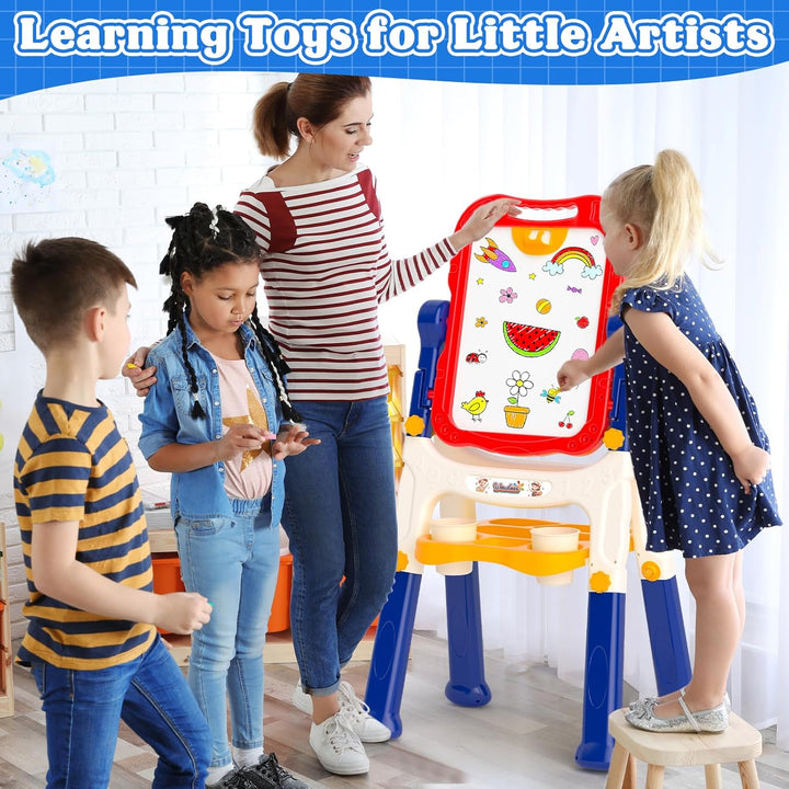 Easel for Kids,Toddler Toys for Ages 2-4, Double-Sided Magnetic Kids Art Easel for 2 Year Old Boy Birthday Gift,Toys for 3 Year Old Boy Dry Erase Boards,Drawing Boadrs for 2 3 4 5 Years Old Girl Gift