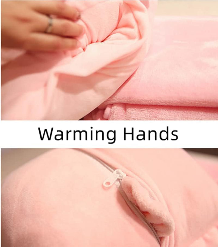 15" Stuffed Fruit Travel Blanket and Pillow Set,3 in 1 Plush Stuffed Hugging Pillow with Warming Hands Pillow Blanket for Kids Gift Travel Airplane Train Bed Office Nap (Pink - Strawberry)