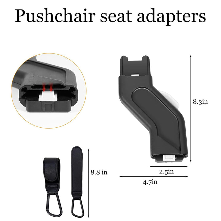 Upper Adapter Compatible with Uppababy Vista and Vista V2 and Vista V3 Strollers/Bassinet, Toddler Seat, Aria, Mesa V2, or Mesa Max Infant-Secure (Car Seats Accessories 1Set+2 Pcs Stroller Hooks)