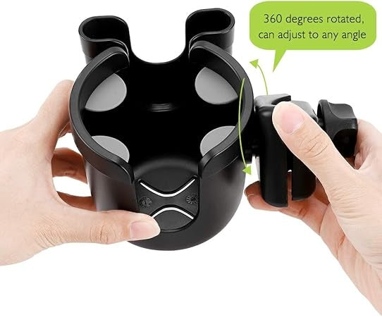 Bike Cup Holder, Bike Water Bottle Holders, Universal 360 Degrees Rotation Cup Holder for Bicycle, Stroller, Scooter, Walker, Wheelchair, Bike Bottle Holders for Kids Adults, 1 Pack