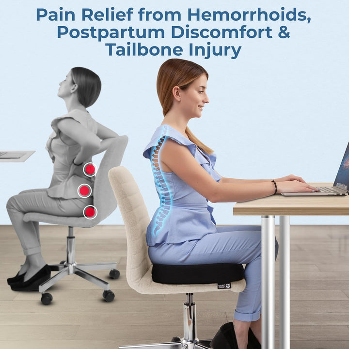 Donut Pillow Hemorrhoid Tailbone Cushion – Large Cushion for Pain Relief – Coccyx, Prostate, Sciatica, Pelvic Floor, Pressure Sores, Pregnancy, Postpartum Recovery, Black