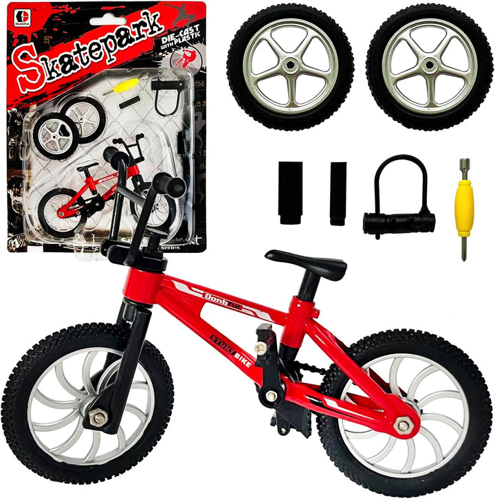 Mini Finger Bike Toy – Alloy Mountain Bicycle Model with Tools, Movable Parts, Gift for Kids & Collectors (Red)