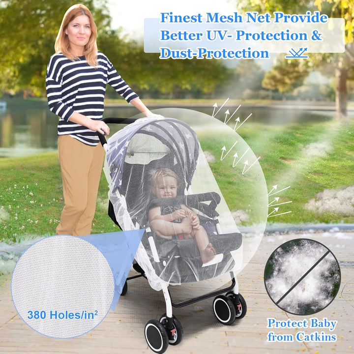 Mosquito Net for Stroller, Baby Bug Netting with Storage Bag, Breathable & Portable Mosquito Nets for Strollers, Car Seat, Bassinet, Cradle, Playard, Travel Mini Crib (White)