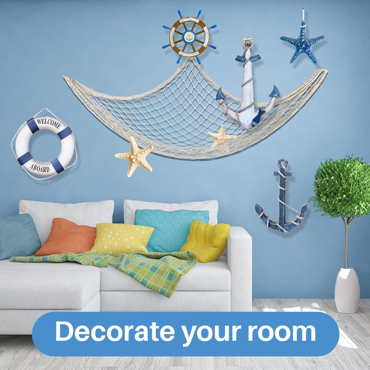 2PCS Fish Net Decorative - Fish Net Decorations Decorative Netting Nautical Fishnet Table Runner Nets Netting Fishnet Ocean Party Rope Decoration