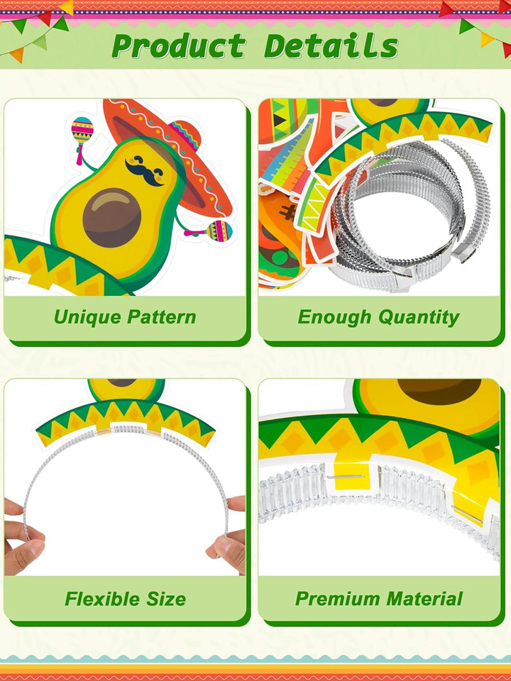 Sombrero Party Hats, Mexican Sombrero Headbands, Colorful Cardboard Cinco De Mayo Headbands, Fiesta Sombrero Headbands