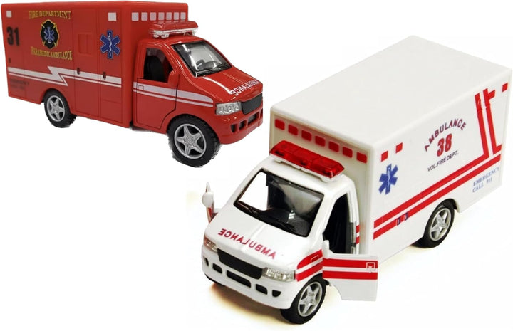 Rescue Team Ambulance 5" Die Cast Metal Cabin W/Pullback Action