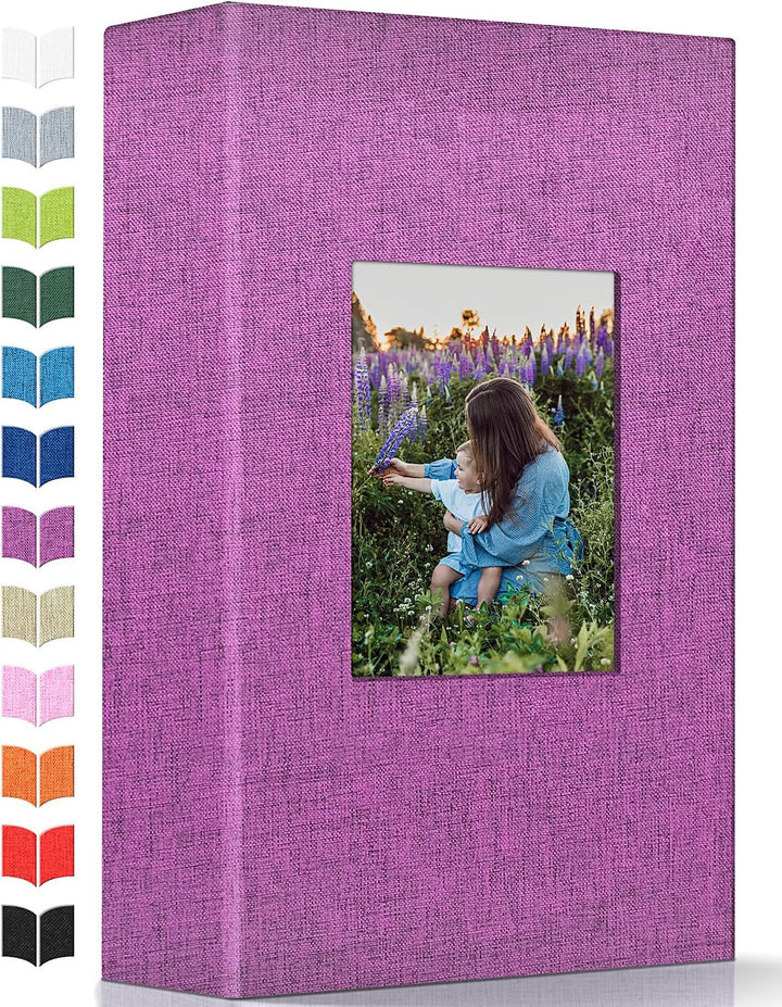 Photo Album 4X6 with 300 Pockets,Slip-In Picture Albums,Linen Cover Memory Book with Front Window,White Page Vertical Photo Book for Wedding,Family,Anniversare,Baby,Vacation