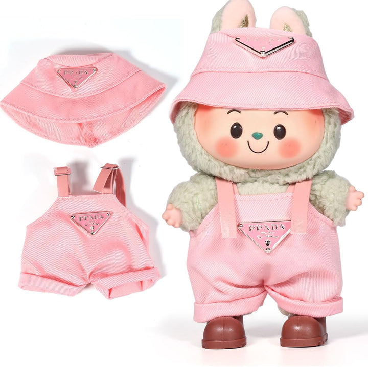 for Labubu Clothes/For Labubu Outfits,Clothes Set for 17Cm Lububu Doll,3 Piece Set Hat Clothing for LA BUBU, Boys and Girls Stylish Adorable Dolls Clothes Accessories (No Doll) (D_Style)