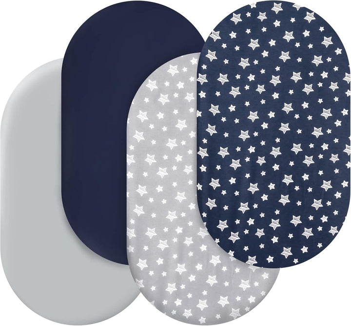Pack and Play Sheets Boys, 4 Pack Mini Crib Sheets, Stretchy Pack and Play Playard Fitted Sheet, Compatible with Graco Pack N Play, Soft and Breathable Material, Navy