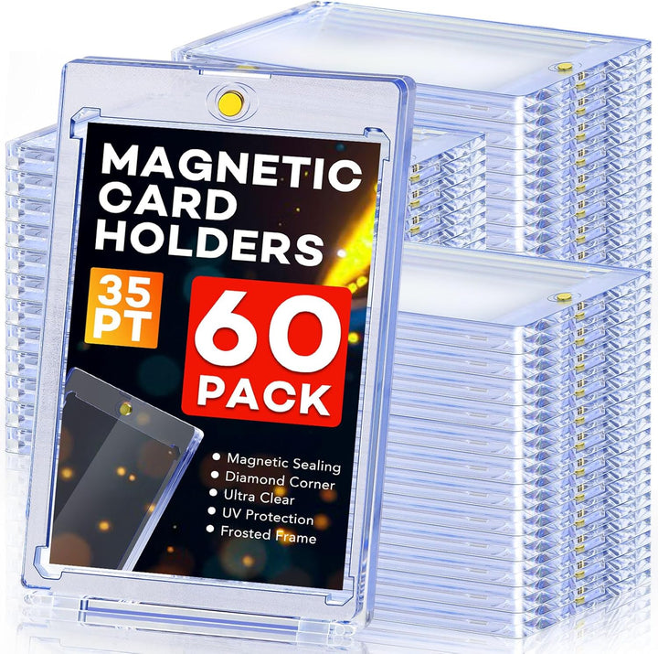 20Ct Magnetic Card Holders, 35Pt One Touch Card Holder, U-V Protection Hard Plastic Case for Trading Cards, Display Case for Sports, Baseball, Football, Game Cards