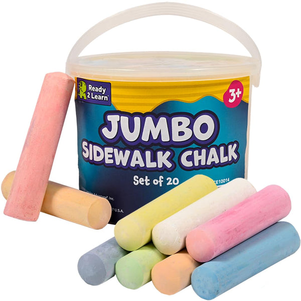 Jumbo Sidewalk Chalk | Set of 20 | 9 Colors | Washable and Non-Toxic | Bulk Set of Chalk for Kids