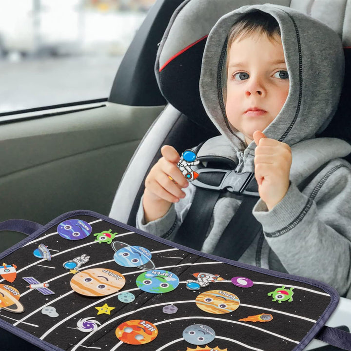 25Pcs Outer Space Travel Felt-Board Story Set Portable Felt Board Solar System Universe Storytelling Planets Astronaut Galaxy Themed Preschool Early Learning Interactive Play Kit for Toddlers