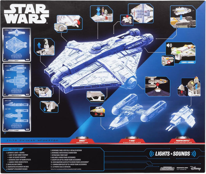 Star Wars™ Micro Galaxy Squadron Ghost (Secret Mission) - 15-Inch Vehicle with Three Additional Vehicles plus Ten Micro Figures Accessories