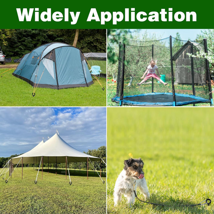 Ground Anchors Heavy Duty, Swing Set Anchor Kit 18 Inch 4 Pack Screw in Earth Anchors Trampoline Stakes High Wind Metal Auger Anchor for Shed Tent Carports Securing Animals Camping Mobile Home