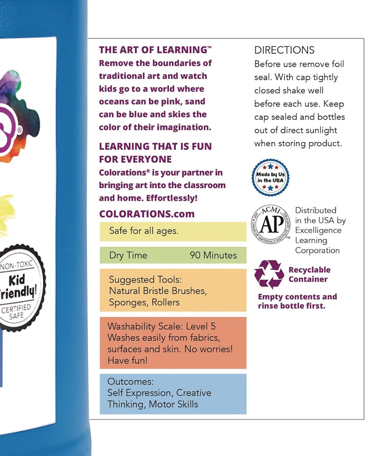 Paraben-Free Washable Tempera Paint for Kids - 1 Gallon Value Size. Vibrant White. Non-Toxic and Made in the USA