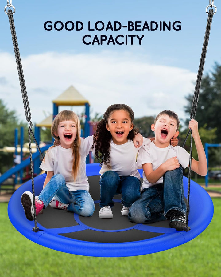 43" Saucer Tree Swing for Kids Adult, 700Lbs Weight Capacity, Waterproof Flying Saucer Swing with Adjustable Hanging Straps, Swing Seats for Backyard Outdoor Indoor Playground, Blue