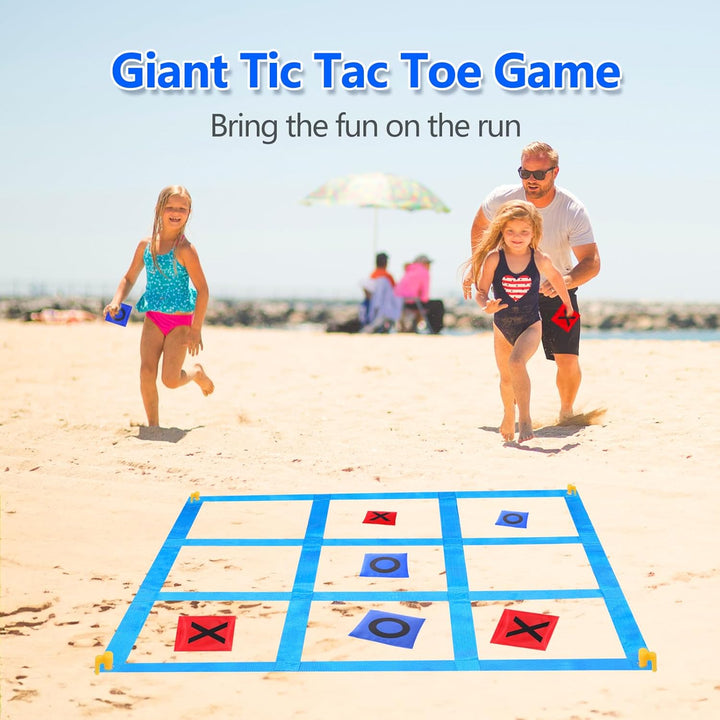 Outdoor Giant Tic Tac Toe Bean Bag Toss Games for Kids Adults Family, Large outside Lawn Yard Backyard Carnival Field Day Game, Beach Picnic Camping Birthday Party Family Reunion Games