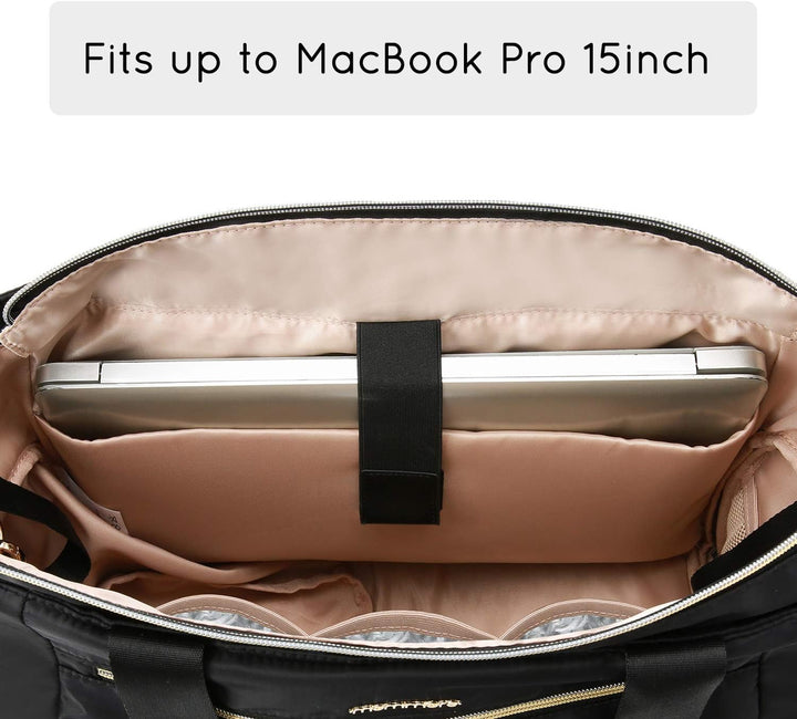Breast Pump Bag Diaper Tote Bag with 15 Inch Laptop Sleeve Fit Most Breast Pumps like Medela, Spectra S1,S2, Evenflo