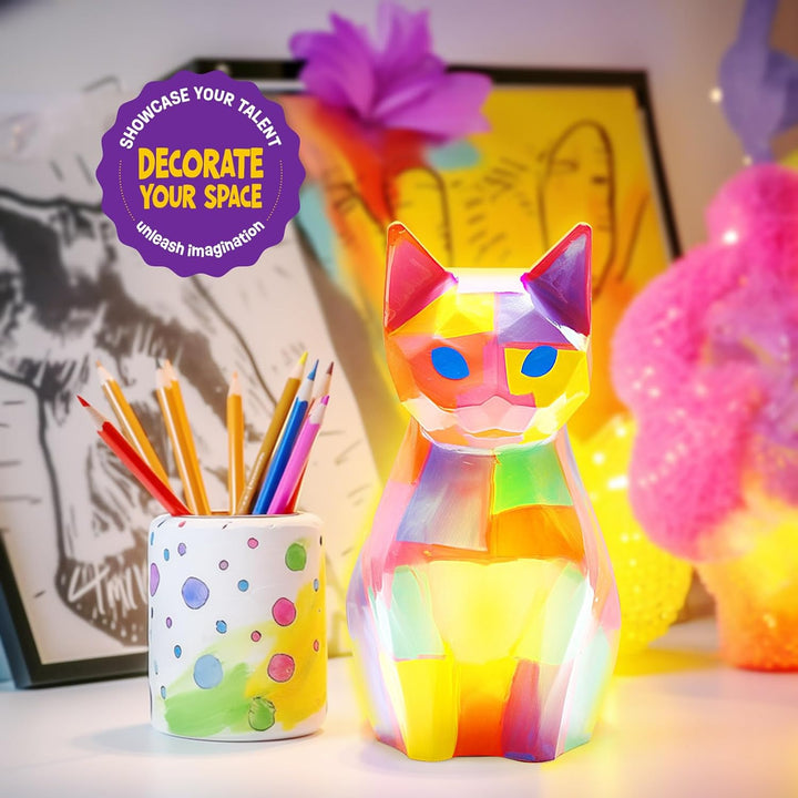 Paint Your Own Cat Lamp Kit, Art Supplies Arts & Crafts Kits, Painting Kit for Kids 6-12, Arts and Crafts for Kids Ages 8-12, Toys Girls Boy Birthday Easter Gift Ages 3 4 5 6 7 8 9 10 11 12+