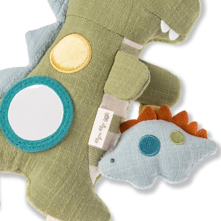 Bitzy Traveler Car Seat & Stroller Toy for Babies – Developmental Sensory Toy Features Crinkle & Rattle Sounds & Multiple Textures –Hanging Travel Toy for On-The-Go Entertainment (Dinosaur)
