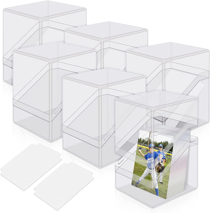 Card Deck Cases, 6 Pack Acrylic Commander Deck Box Holding 100+ Sleeved Cards with 6 Dividers, Clear Card Storage Box Fit for MTG, TCG, Sports Cards