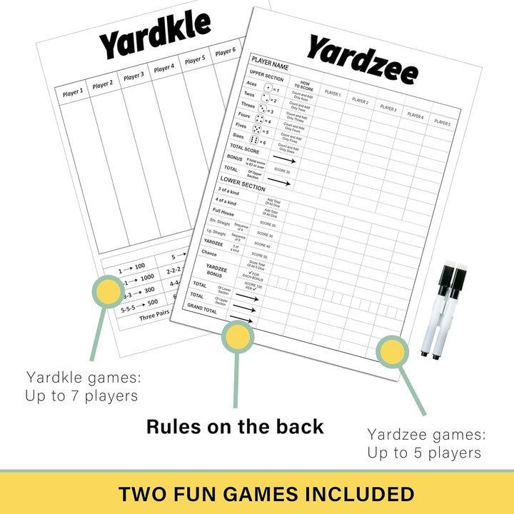 Giant Wooden Yard Dice, Outdoor Games Set of 6 with Two Games