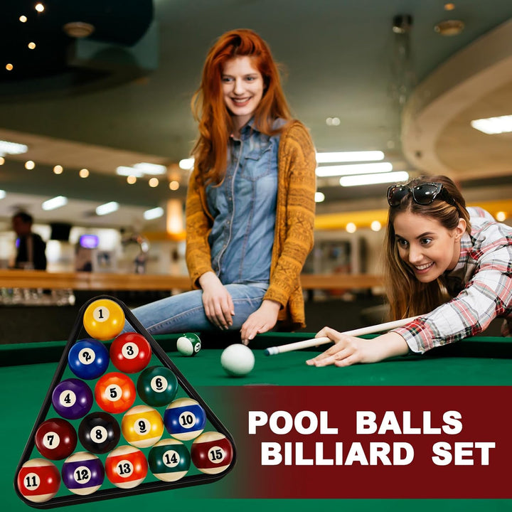 55 Pcs Pool Table Accessories 16 Pcs Billiard Balls 6 Set Pool Sticks Triangle Diamond Ball Holder Cue Chalks Cue Tip and Brush Set