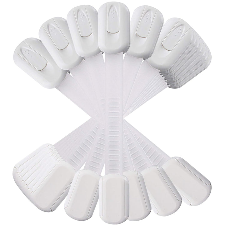 6 Pack  Multi-Use Adhesive Straps Locks - Childproofing Baby Proofing Cabinet Latches for Drawers, Fridge, Dishwasher, Toilet Seat, Cupboard, Oven,Trash Can, No Drilling (White) (6)