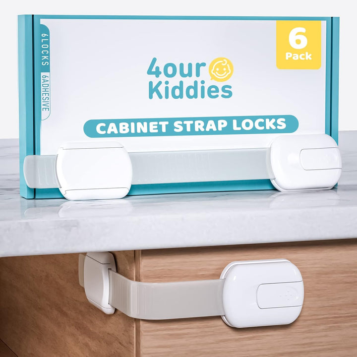 14 Pack Baby Proof Cabinet Latches, Childproof Drawer Latches with 12 Extra 3M Adhesives, Adjustable No Drilling Child Safety Cabinet Locks Straps Baby Drawer Locks for Kids Baby Safety