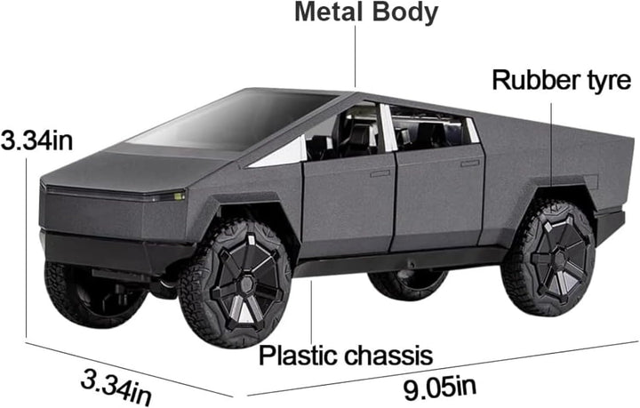 1/24 Pickup Trailer Model Car, Alloy Pick-Up Truck Model Toy with Sound/Light/Pull-Back, Birthday Gift for Kids Friends Collectors (Gray Off-Road Pickups)