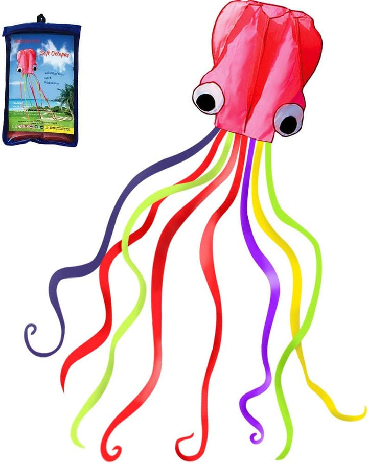 Software Octopus Flyer Kite with Long Colorful Tail for Kids,Long,Large,For Kids and Adults,Easy to Fly