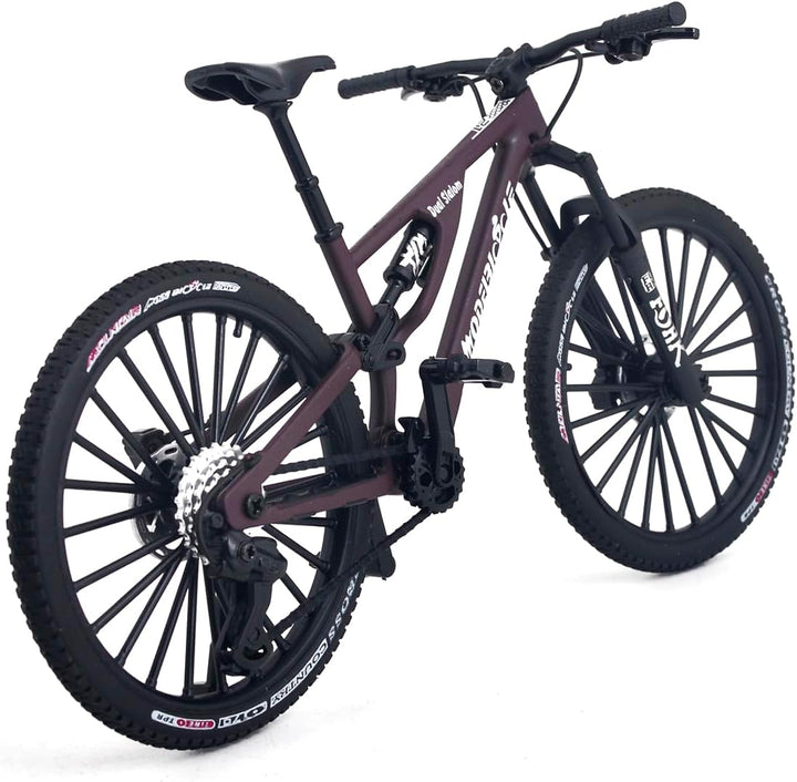 1:8 Scale Die-Cast Mini DS Dual Slalom Mountain Bike Toy FS Bicycle Model Alloy Mini Cake Topper Desktop Decoration Crafts for Cycling Lovers Bike Racers Athletes Children (Black)