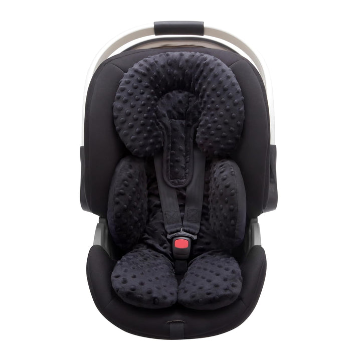 Infant Car Seat Head Neck Body Support, Ultra-Soft Minky and Microfiber Newborn Car Seat Insert, Perfect for Car Seat, Stroller, 2-In-1 Reversible, Girls, Pink