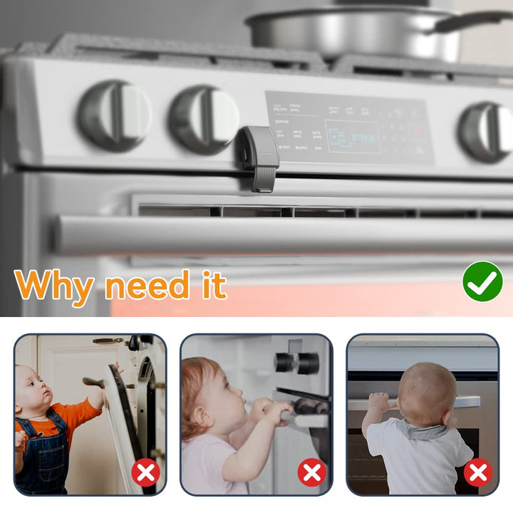1 Pack Updated Oven Front Lock,Childproof Oven Door Lock, Easy to Install & Use Durable and Heat-Resistant Material No Tools Need or Drill(Black)