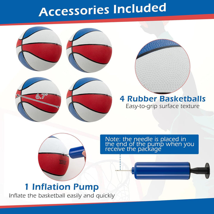 Arcade Basketball Game Indoor Foldable with 8 Game Modes, Arcade Sound, 4 Balls and Inflation Pump, Electronic Basketball Games for All Ages Home