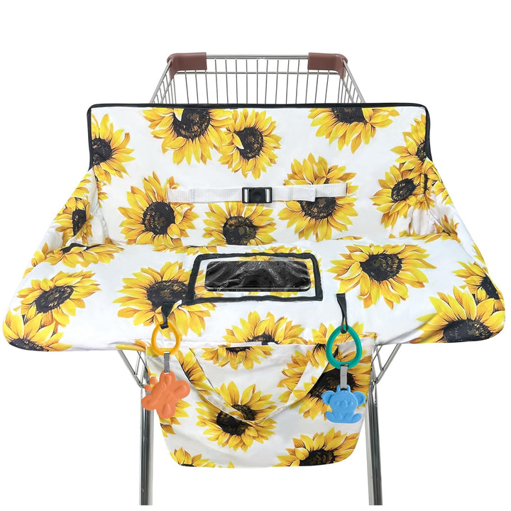 Shopping Cart Cover for Baby,2-In-1 High Chair Cover Soft,Portable, and Machine Washable,Comfortable Cotton Seat Pad with Safety Harness and Portable Cloth Bag,Fits All Supermarkets and Restaurants