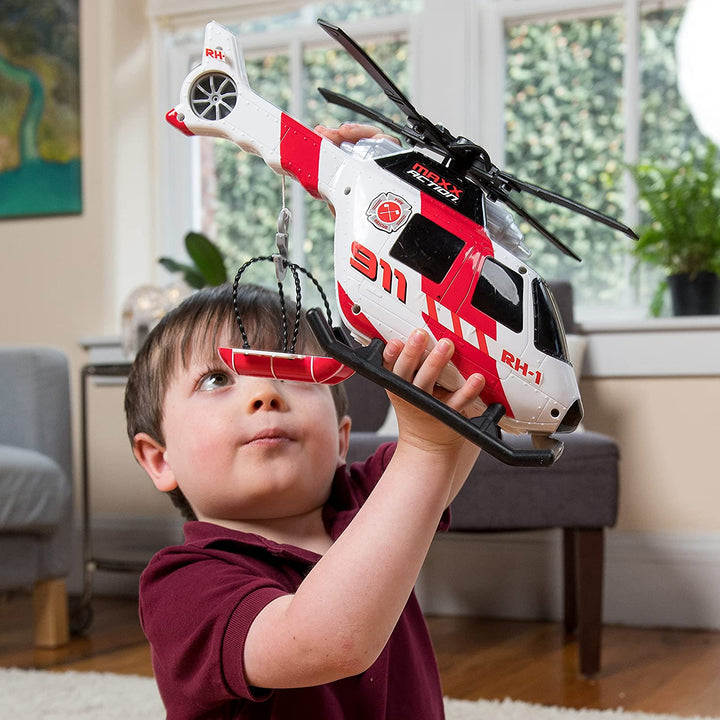Maxx Action Large Helicopter - Lights and Sounds Vehicle with Motorized Turbine and Spinning Rotors