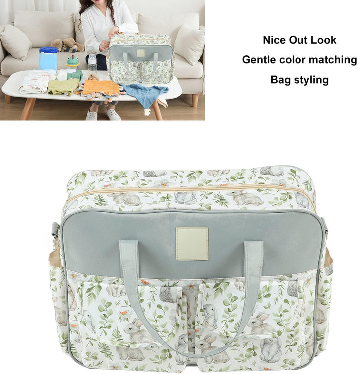 Baby Diaper Messenger Bag,Portable Shoulder Messenger Bag Large Capacity Mommy Diaper Bag for Pregnant Woman (Bunny)
