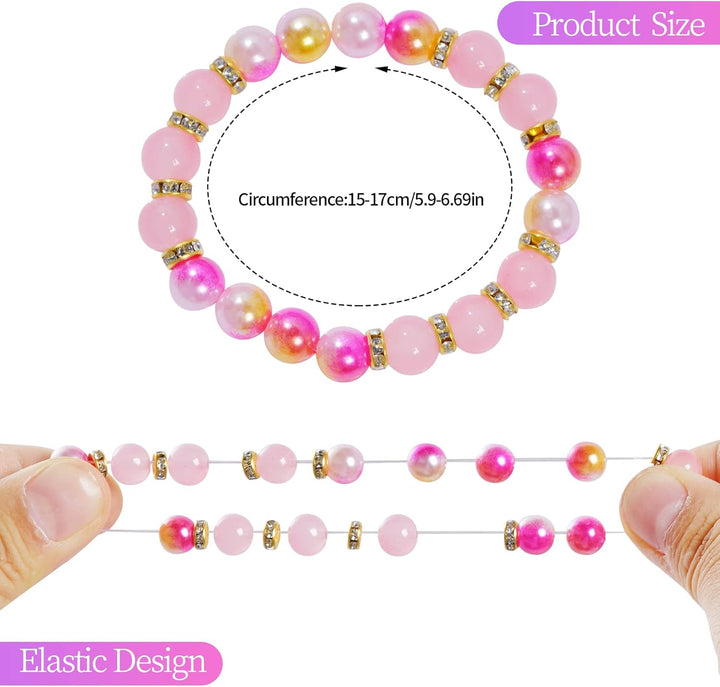 24 Pieces Princess Bracelets Girls Beaded Bracelets Little Girls Costume Jewelry Set for Birthday Party Favors