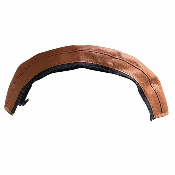 Baby Stroller Armrest Bumper Handlebar Sleeve Cover Universal Handle Cover Dustproof Protect PU Leather Case with Removable Zipper Brown