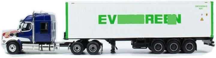 1/64 Diecast Model Western Star 49X Blue Trailer with Reefer Container - Adult Collectible Truck Set