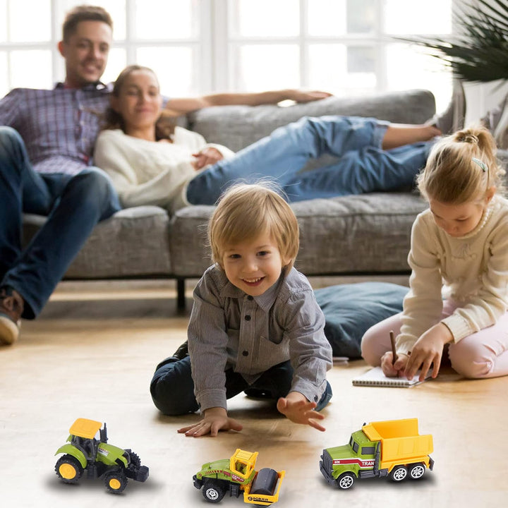 Mini Construction Trucks Toys, Small Construction Toys 6Pcs Vehicles Tractor Toys Sand Vehicle Playset Forklift Roller Dump Truck Tractor Excavator Bulldozer