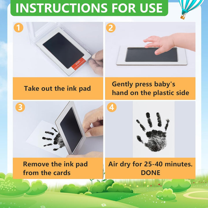 6-Pack Baby Inkless Hand and Footprint Kit, Ink Pad Paw Print Kit for Dogs, Dog Nose Print Kit, Dog Paw Print Kit - Baby Footprint Kit with Clean-Touch, 12 Imprint Cards ( Jet Black )