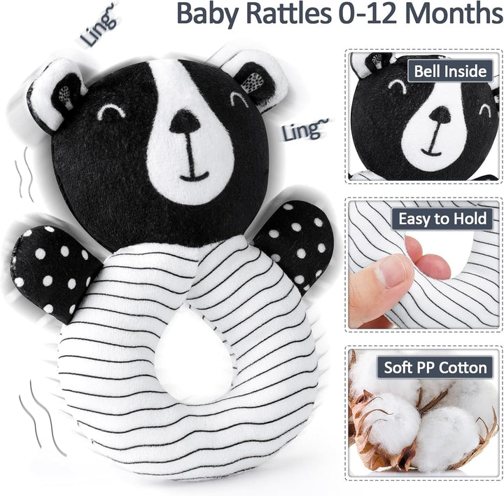 High Contrast Baby Toys for Newborn, Black and White Baby Sensory Toys with Car Seat Toys,Infant Toys with Black White Cards Book, Montessori Toys for Baby Gifts
